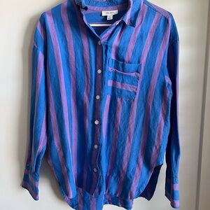 ON 34th Blue and Purple Striped Button-Down Women's Shirt